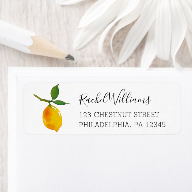 Citron Citrus Bröllopsdusch Returadressetikett Returadress Etikett (Insitu)