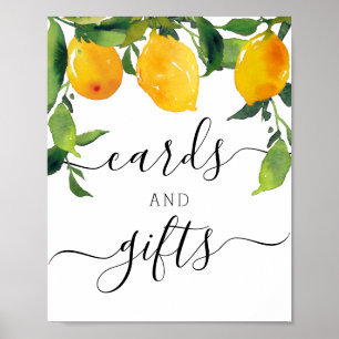 Citron Citrus Bröllopsduschpresenter och Kort Skyl Poster
