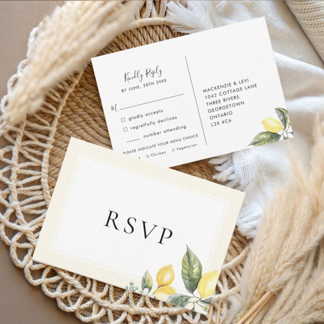 Citron Citrus Elegant Meny Val RSVP-kort (Skapare uppladdad)