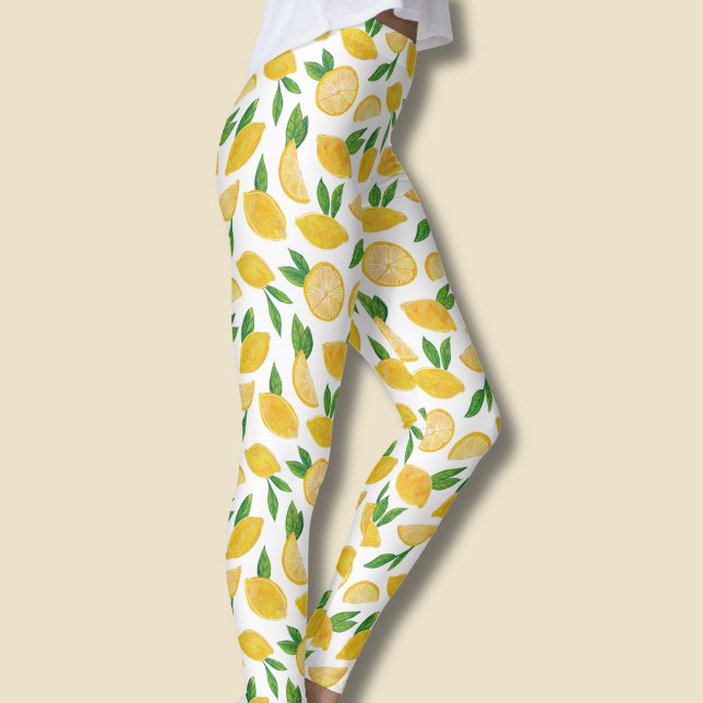 Citron Citrus Frukt Mönster Leggings (Citrus lemon pattern fruit leggings)