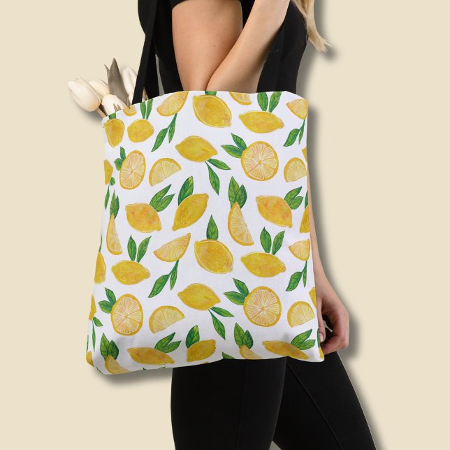 Citron Citrus Frukt Mönster Tygkasse (Citrus lemon pattern fruit tote bag)