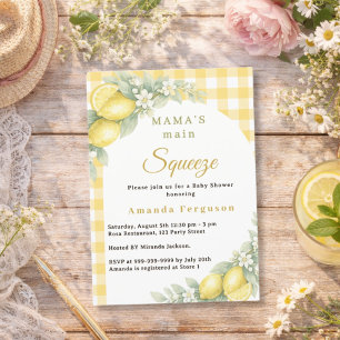 Citron citrus gingham älskling Baby Shower Inbjudningar