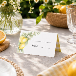 Citron citrus gul schackrutig trädgårdsfest placeringskort
