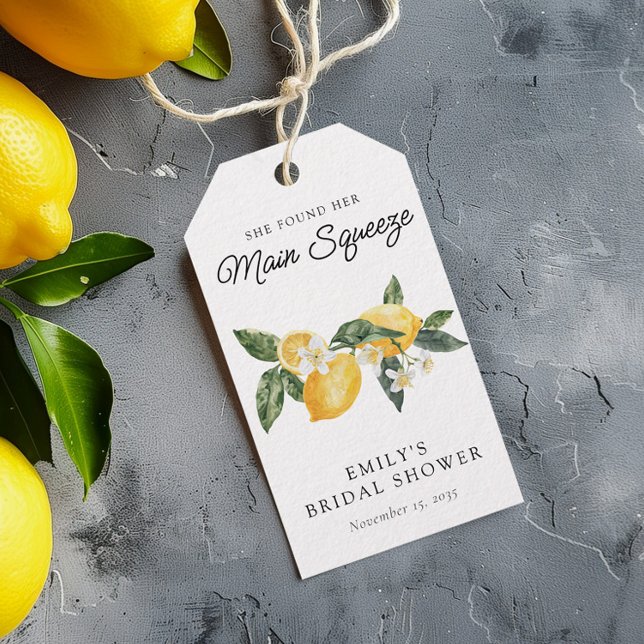 Citron Citrus Huvudpress Bröllopsdusch Presentetikett (Skapare uppladdad)