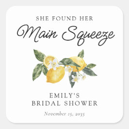 Citron Citrus Huvudpress Bröllopsfest Fyrkantigt Klistermärke