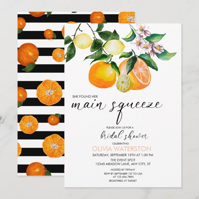 Citron | Citrus | INBJUDNINGSKORT FÖR MÖHIPPA (Fram/baksida)