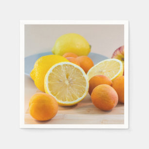 Citron Citrus Och Aprikoser Frukt Mat Fotografi Pappersservett