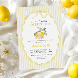 Citron Citrus Ränder Baby Shower Inbjudan