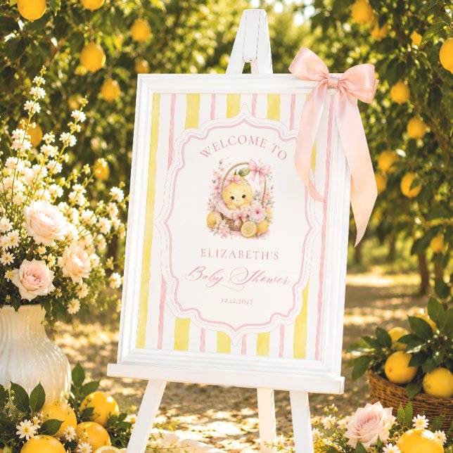 Citron Citrus Ränder Flicka Bebis Badrumsfest Välk Poster (Skapare uppladdad)