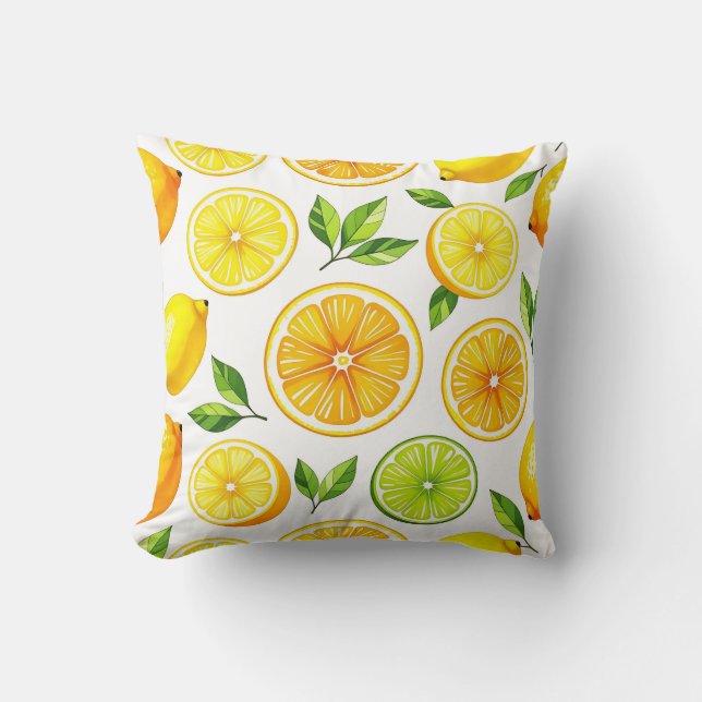 Citron Citrus Skivemönster Kudde (Framsida)