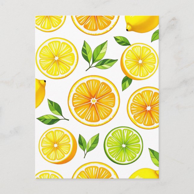 Citron Citrus Skivmönster Vykort (Framsida)