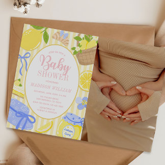 Citron Citrus Sommar Bebis Flick Shower Foto Inbjudningar