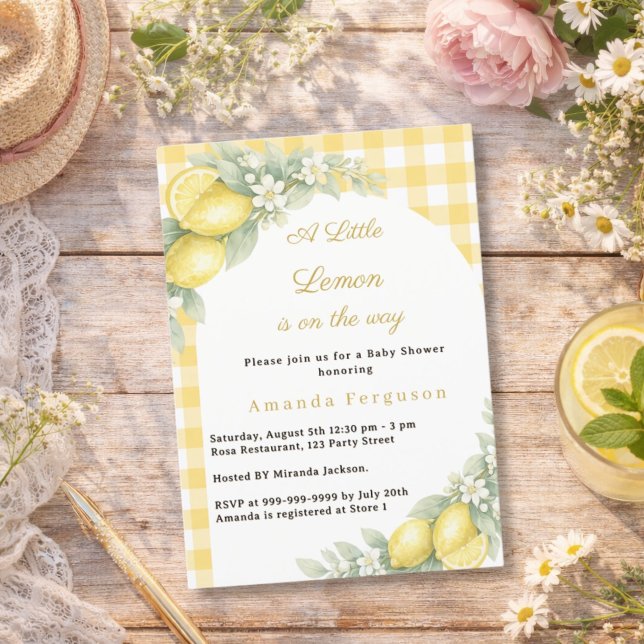 Citron citrus sommar rutig Baby Shower Inbjudningar (Skapare uppladdad)