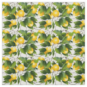 Citron Citrusfrukt Blommig Tyg