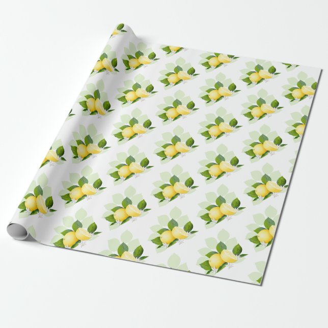 Citron Citrusfrukt Botanisk Presentpapper (Utrullad)