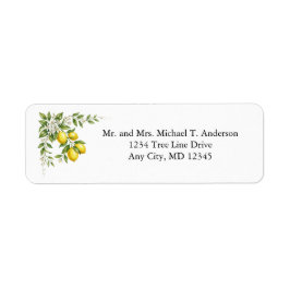 Citron Citrusfrukt Vita Blommor Returadress Etikett
