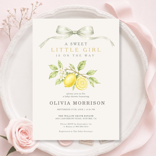 Citron Coquette Bow Baby Shower Inbjudningar (Skapare uppladdad)