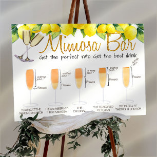Citron Dekorerad Mimosa Bar Bröllopsbrunch Skylt