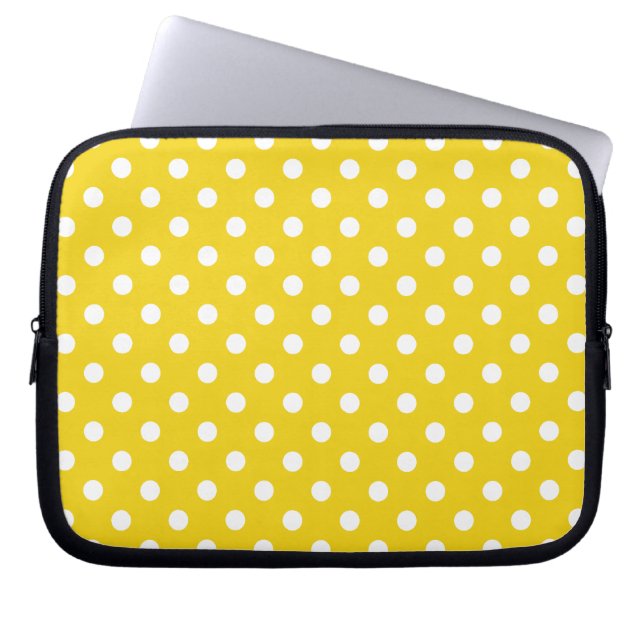 Citron - den gula polkaen pricker mönster laptop sleeve (Framsidan)