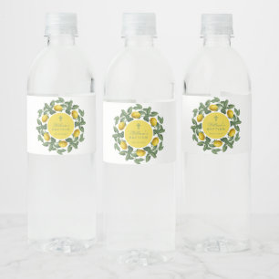 Citron Dop Citroner Gul Cirkel Botanisk Vattenflaskor Etikett