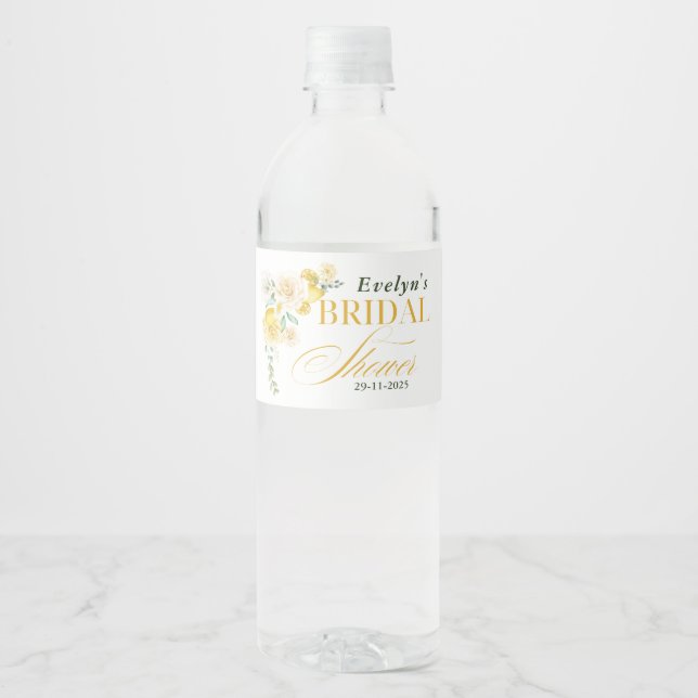 Citron Eukalyptus Ros Bröllopsdusch Vattenflaskor Etikett (Framsida)
