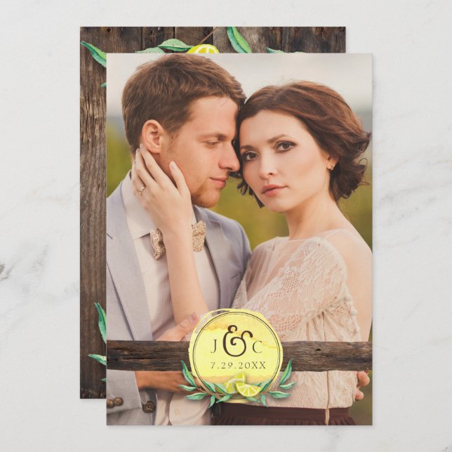 Citron för INBJUDAN | för LDS-TEMPELBRÖLLOP (Fram/baksida)