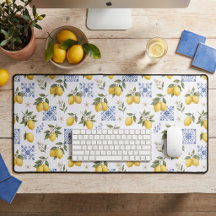 Citron fransk lanstil kakelmönster gult blått