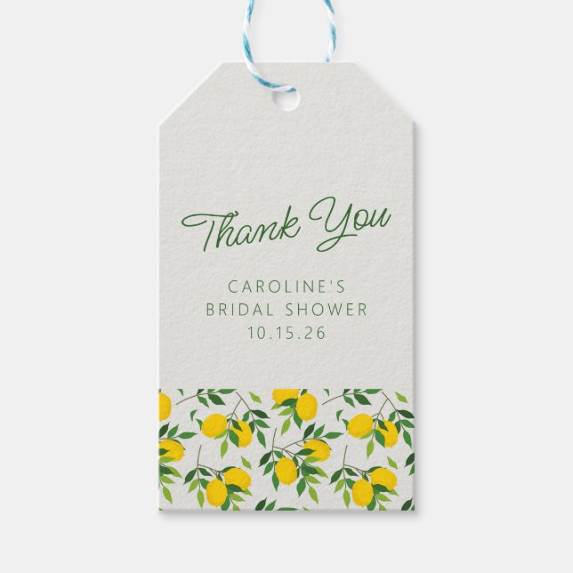 Citron Frukt Mönster Anpassningsbar Bröllopsdusch  Presentetikett (Framsidan)