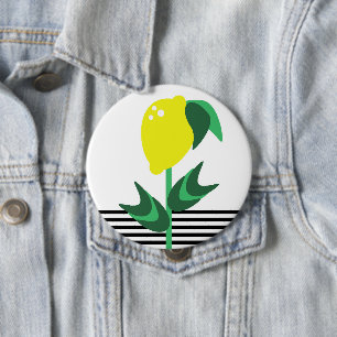 Citron Frukt Trädgård Växt Ränder Knapp