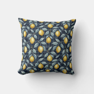 Citron Gingham Medelhavsmönster Kudde