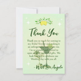 Citron Grön Cocktail Party Bröllopsdusch Tack Kort