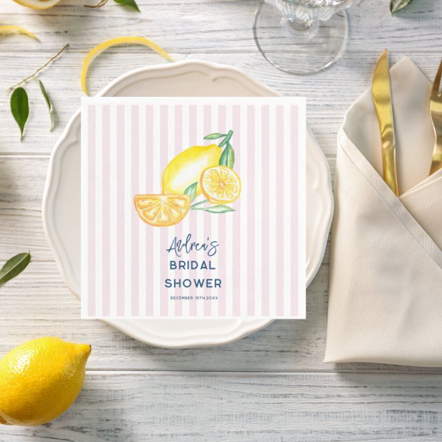 Citron Gul Citrus Bröllopsdusch  Pappersservett (Skapare uppladdad)