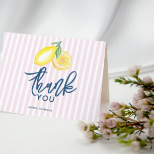 Citron Gul Citrus Retro Modern Bröllopsdusch Tack Kort