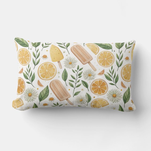 Citron-gul Pinnkorgslumpdynor – 33 cm x 53 cm Lumbarkudde (Framsida)