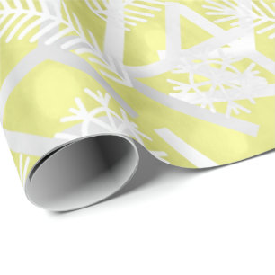 Citron - gul snöflingor för glitterjulhelgdag presentpapper
