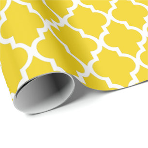 Citron - gula Quatrefoil belägger med tegel Presentpapper