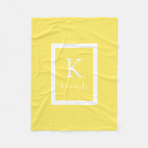 Citron - gult beställnings- Monogramnamn Fleecefilt