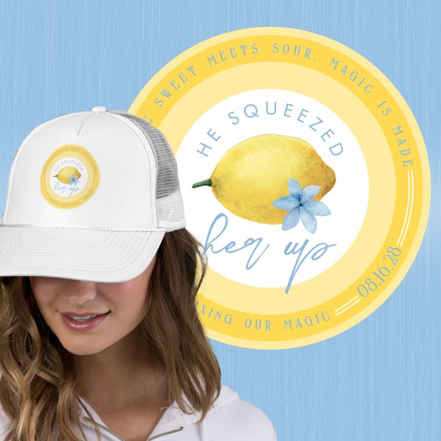 Citron Han Pressade Henne Upp Lastbilschaufförsmös Keps (This hat is perfect for your engagement photos, save the dates, or as an accessory for bridal shower)