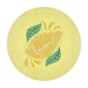 Citron Handritad Bokstavsform Citrus Gulgrön
