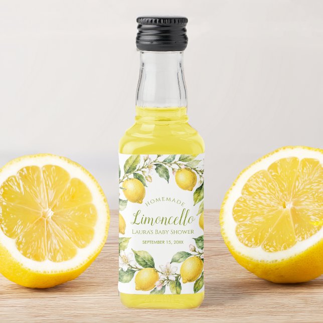 Citron Hemlagad Limoncello  Baby Shower Förmån Spritflaskor Etikett (Skapare uppladdad)