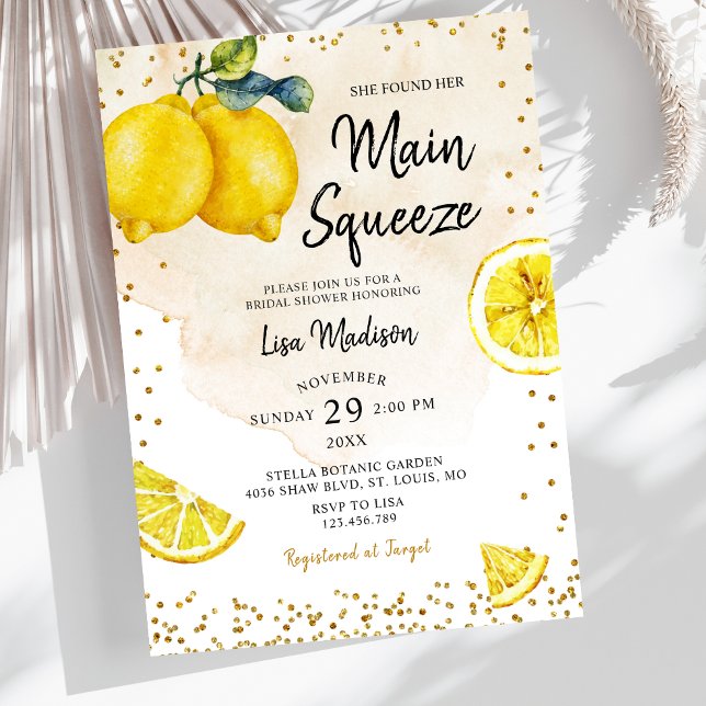 Citron huvudsqueeze Bröllopsfest inbjudan (Skapare uppladdad)