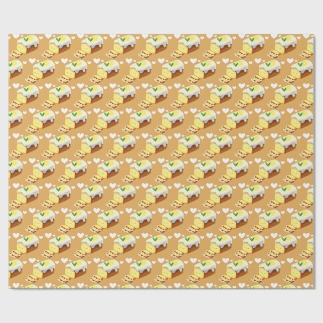 Citron Kakformbröd Med Glasyr Presentpapper (Platt)