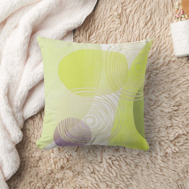 Citron Kiwi Grön Mid-Century Abstrakt Kudde (Filt)