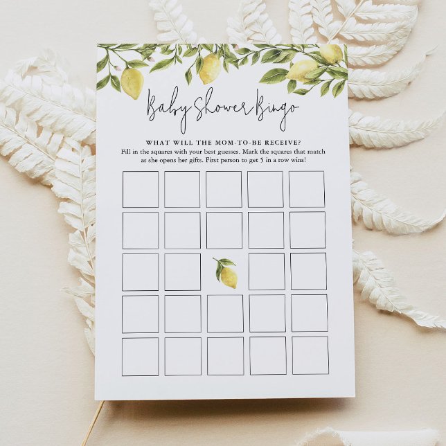 CITRON Lemon Baby Shower Bingo Inbjudningar (Skapare uppladdad)