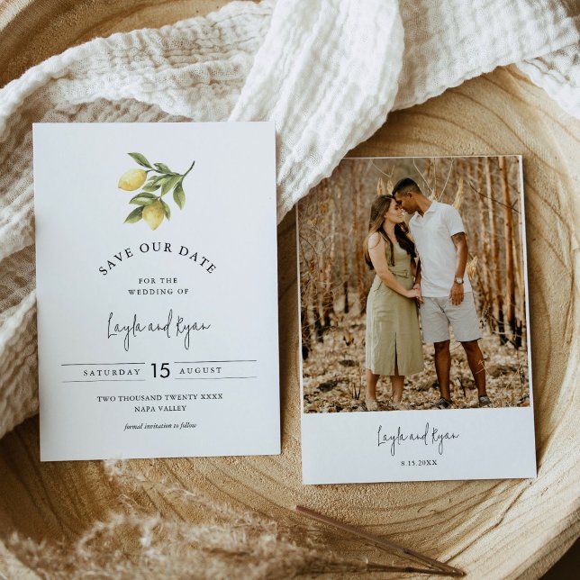 CITRON Lemon Save Date Photo Card Inbjudningar (Skapare uppladdad)