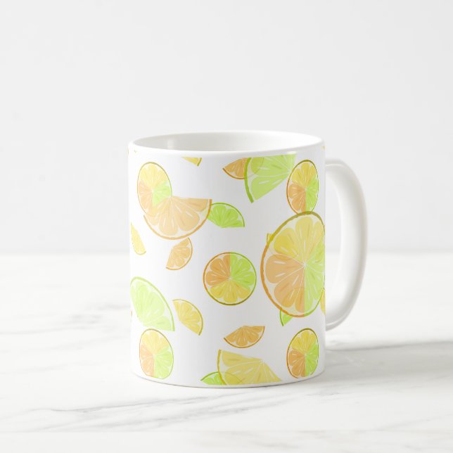 citron lime apelsinskivor frukt citrus natur kaffemugg (Framsida höger)