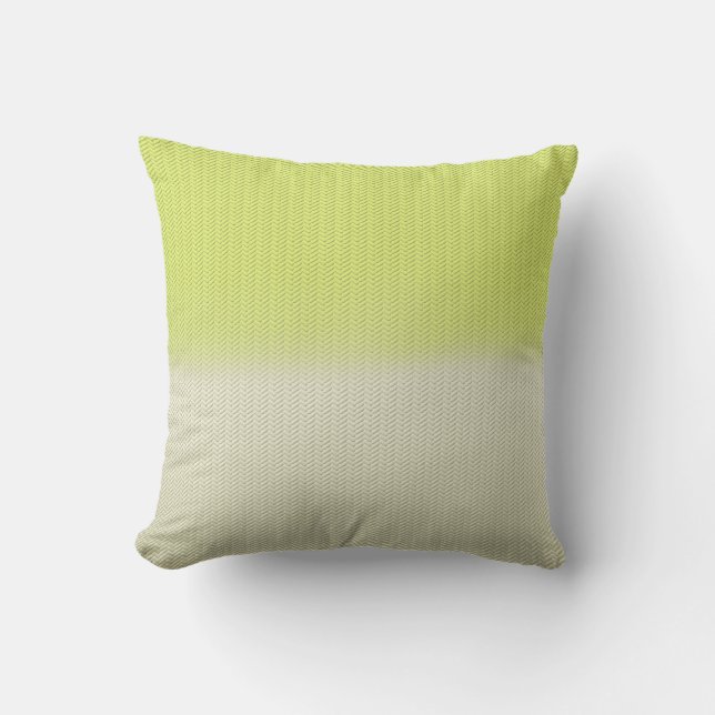 Citron Lime Green Dusty Cream Digital Herringbone Utomhuskudde (Framsida)