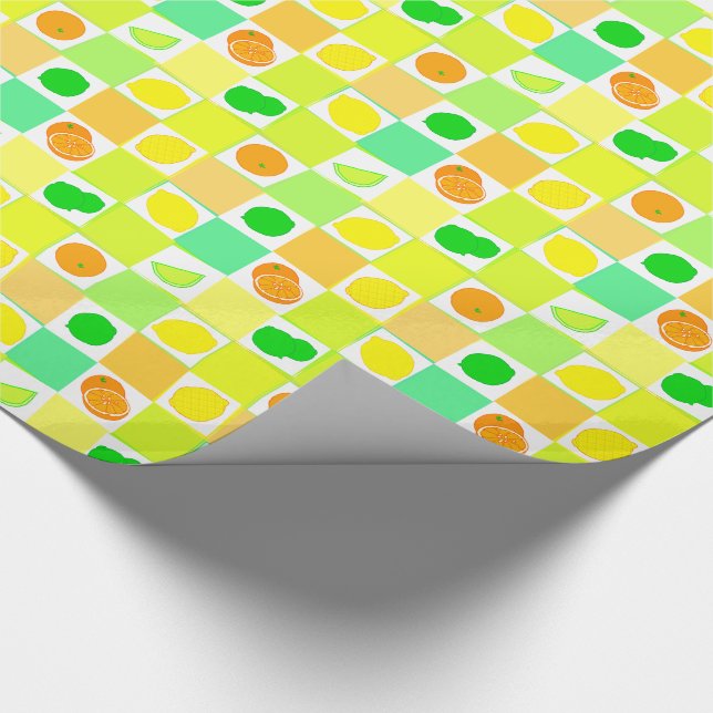 Citron-, Lime- och Apelsinskivor Mönster Presentpapper (Hörn)