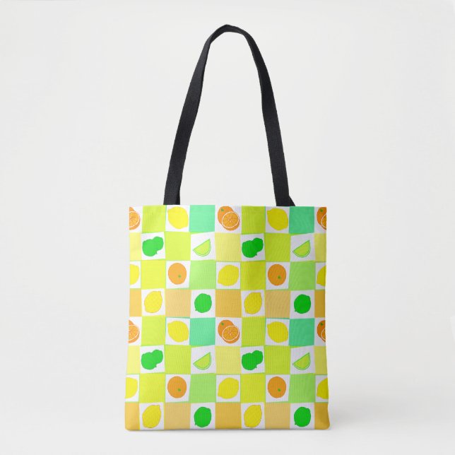 Citron-, Lime- och Orange Citrusfruktsskivor Mönst Tygkasse (Framsida)