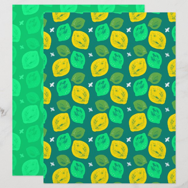 Citron Lime Scrapbokspapper (Fram/baksida)